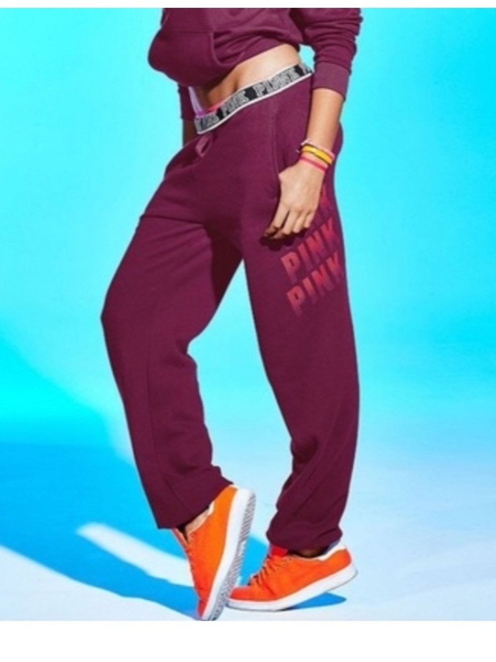 Victorias Secret PINK Fold Over Relaxed Jogger Cuffed Sweatpants